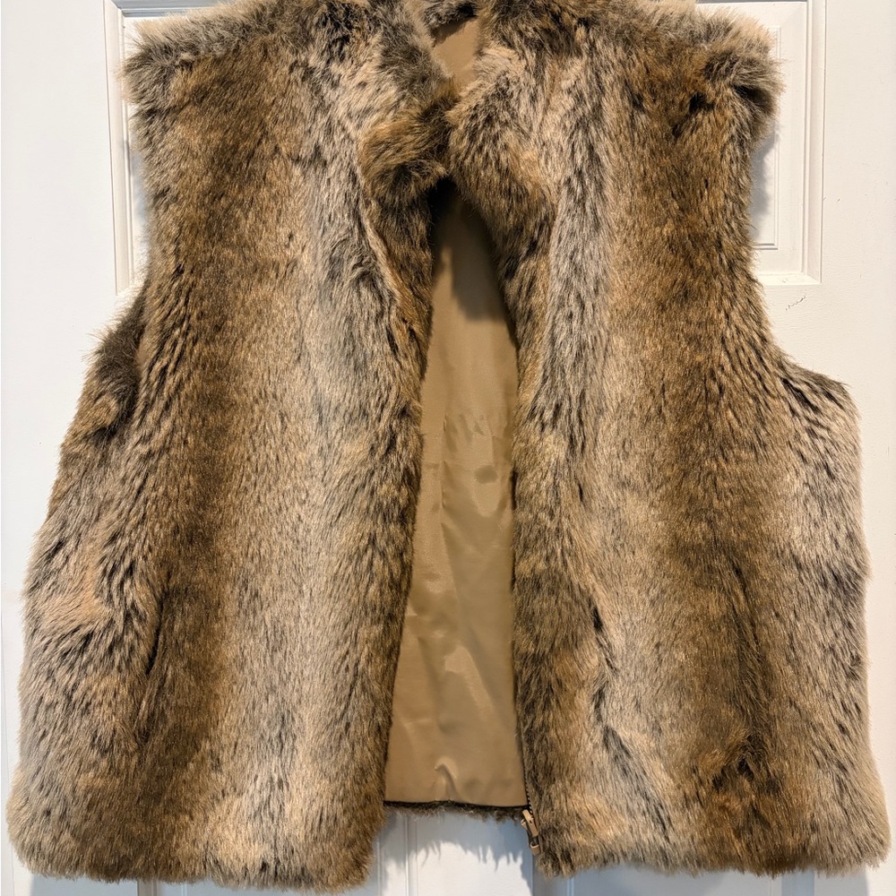 Women's Tan Faux Fur Lined Vest